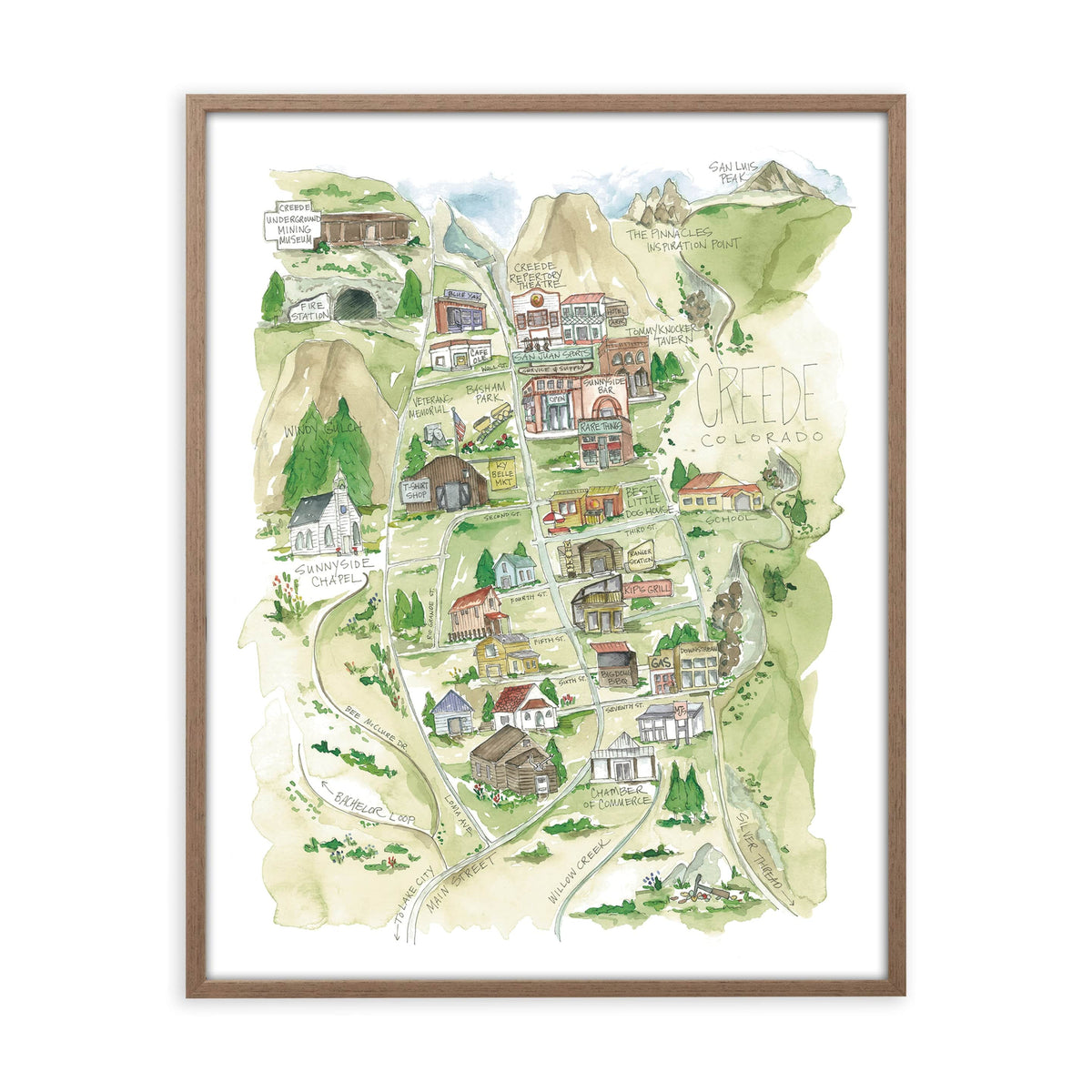 “Creede, Colorado Map" Print Elizabeth Wade Studio