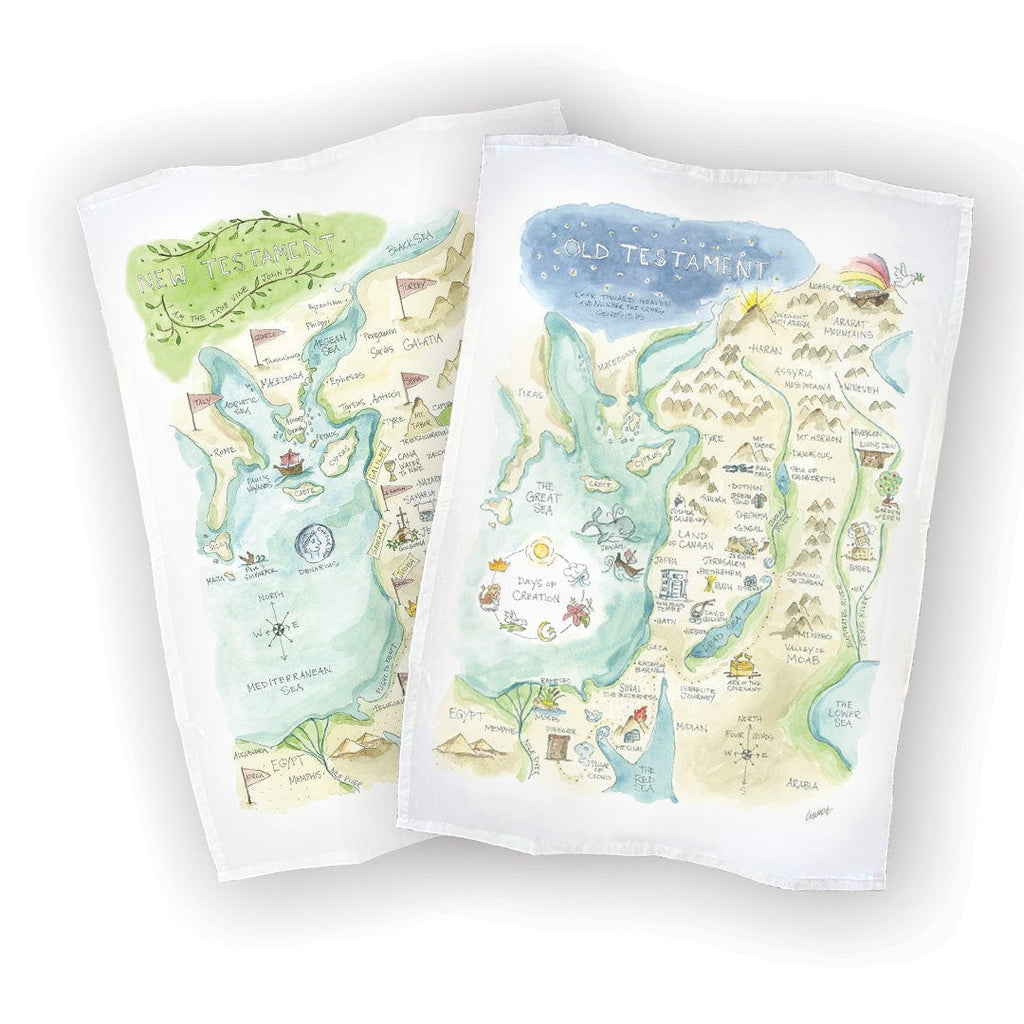 Bible Tea Towel Gift Watercolor Old Testament New