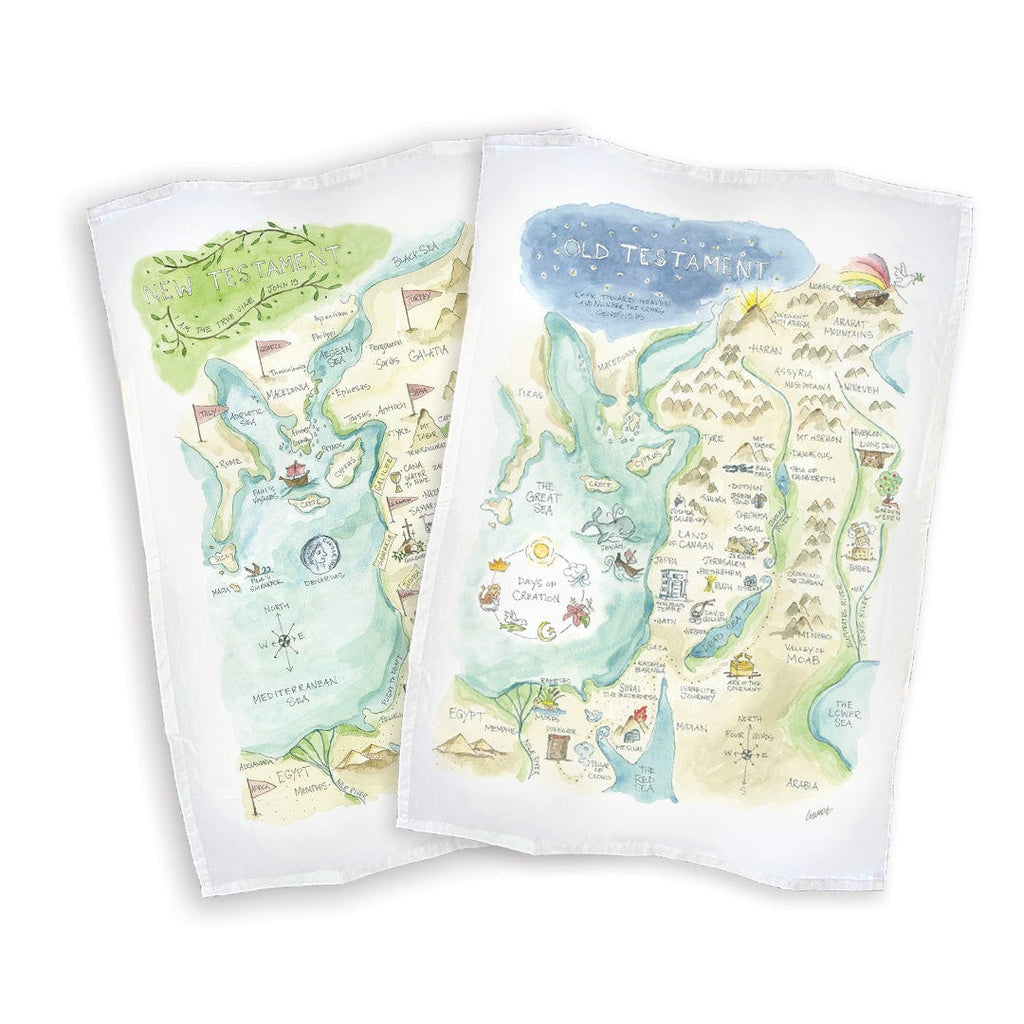 Bible Tea Towel Watercolor New and Old Testament Gift
