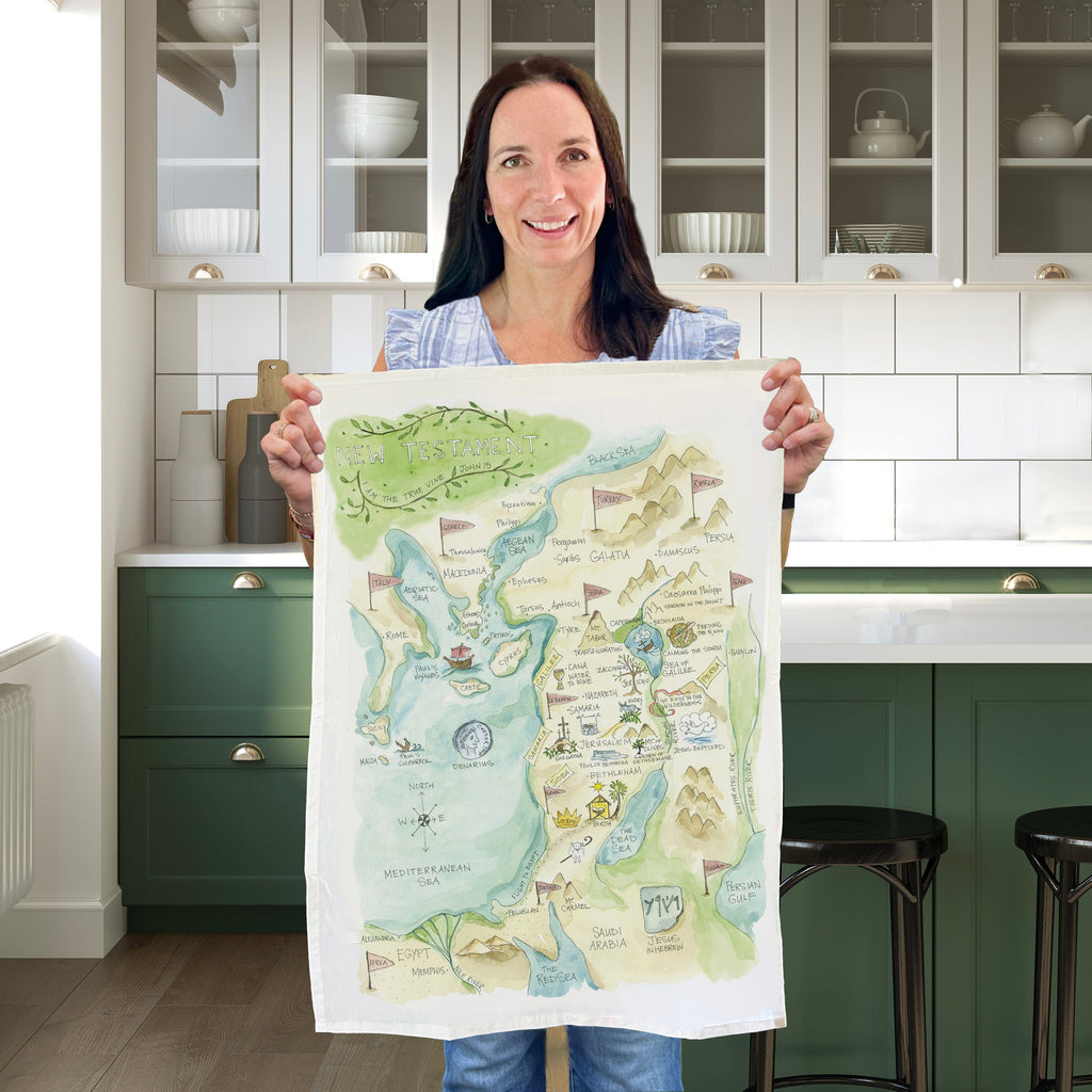 Tea Towel Watercolor Art Gift Old Testament