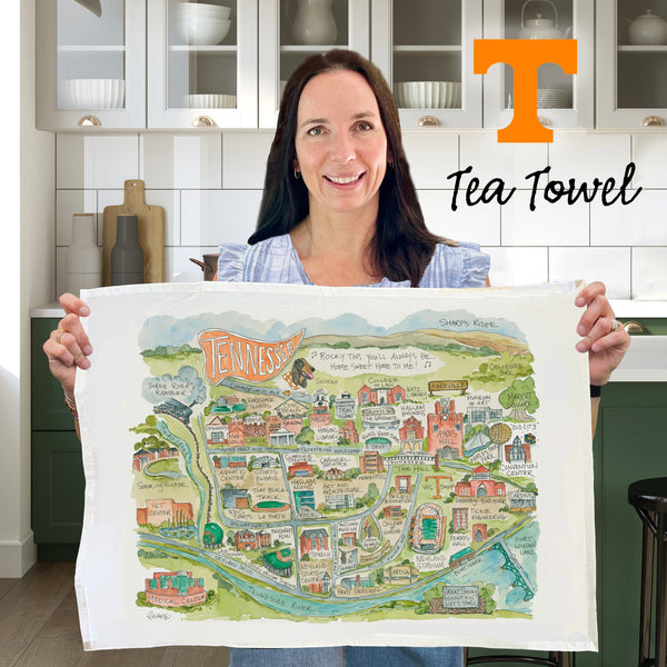 Tennessee Campus Map Tea Towel