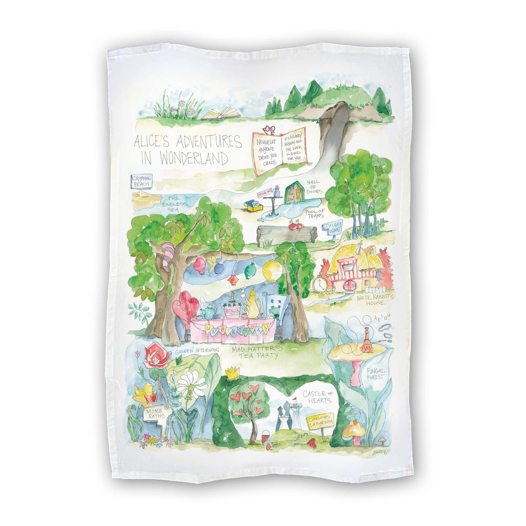Tea Towel Watercolor Art Gift Alice's Adventures in Wonderland