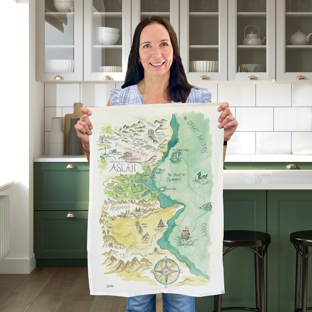 Tea Towel Watercolor Art Gift Aslan