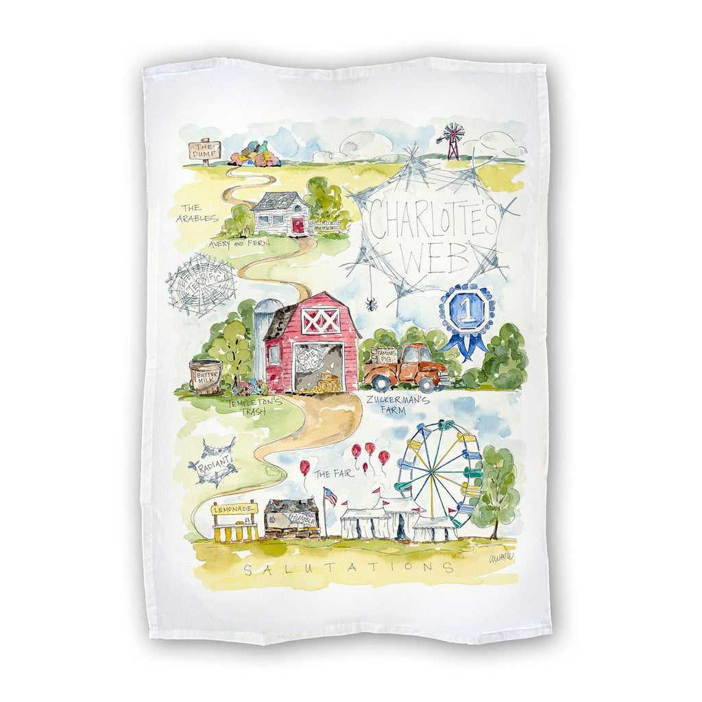 Charlotte's Web Tea Towel Story Gift Watercolor