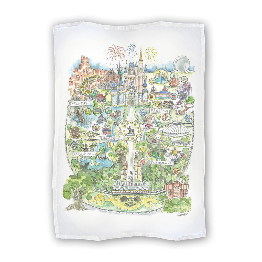 Tea Towel Watercolor Art Gift Disney Land Florida