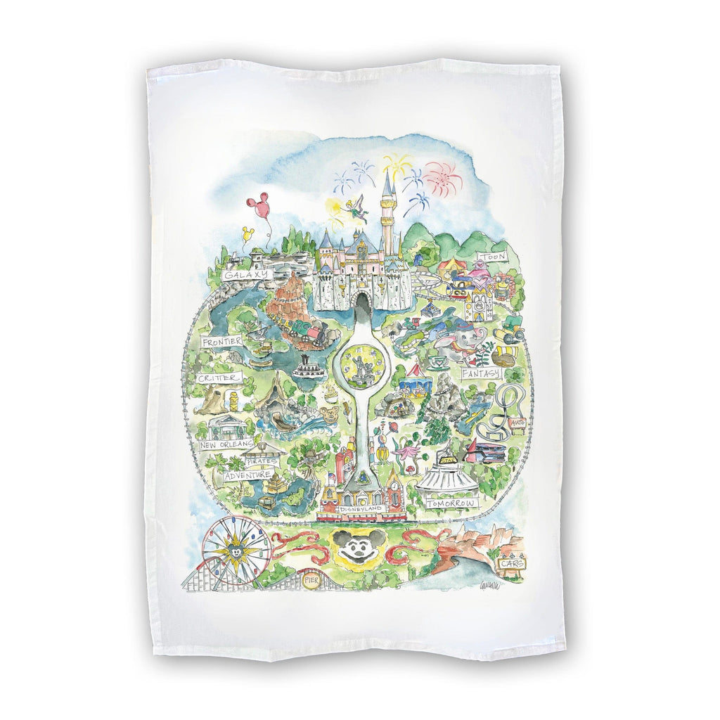 Tea Towel Watercolor Art Gift California Disney 