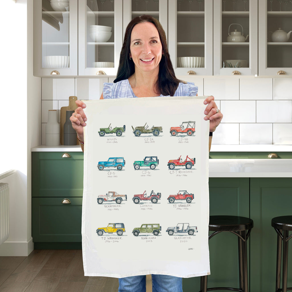 Jeep Tea Towel Gift Watercolor