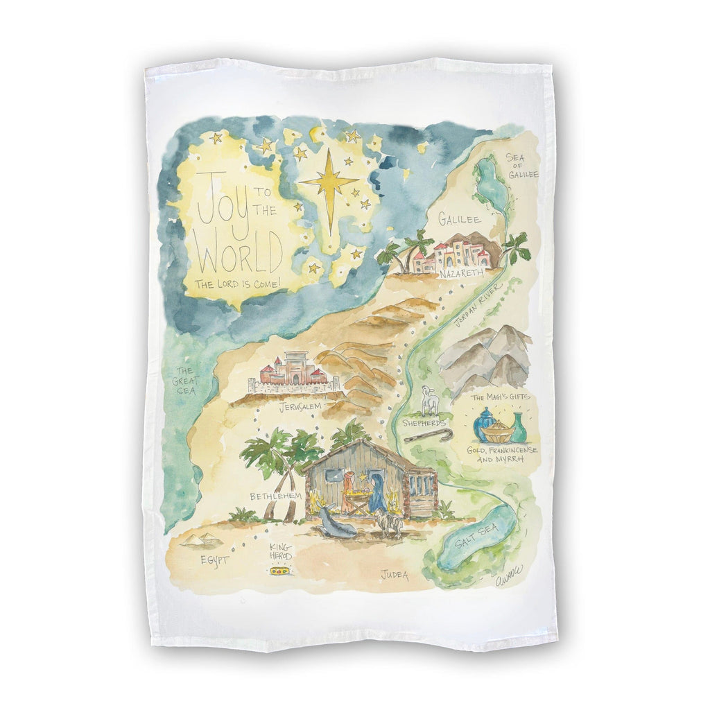 Tea Towel Watercolor Art Gift Joy to the World 
