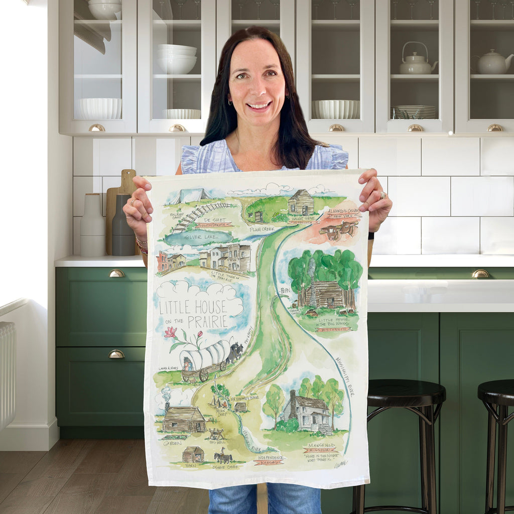 Little House on the Prairie Tea Towel Gift Watercolor 