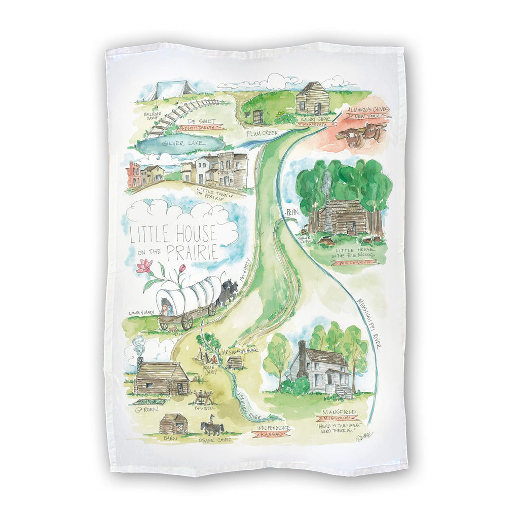 Little House on the Prairie Tea Towel Watercolor Gift