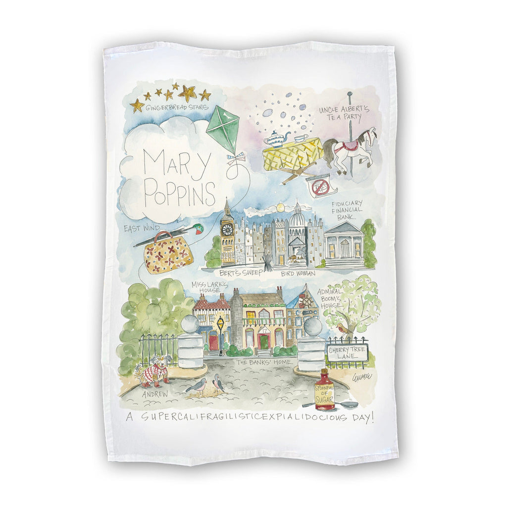 Tea Towel Watercolor Art Gift Mary Poppins