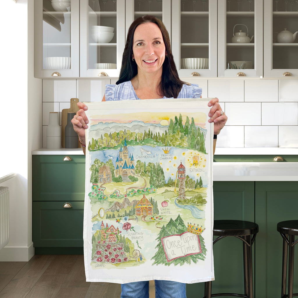 Tea Towel Watercolor Art Gift Once Upon a Time
