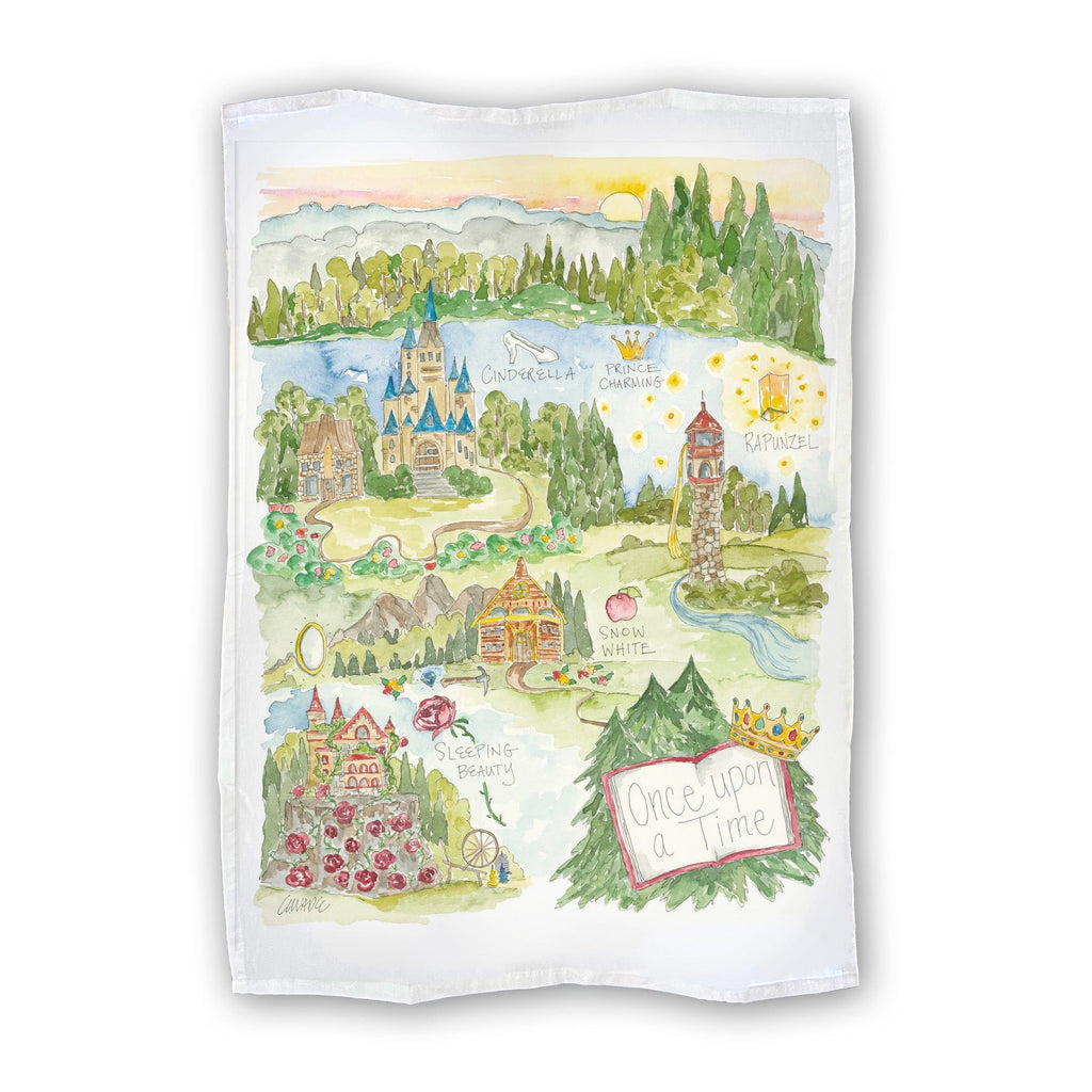 Tea Towel Watercolor Art Gift Once Upon a Time