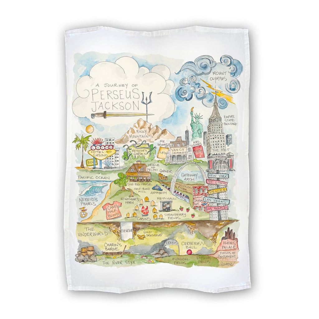 Tea Towel Watercolor Art Gift Perseus Jackson