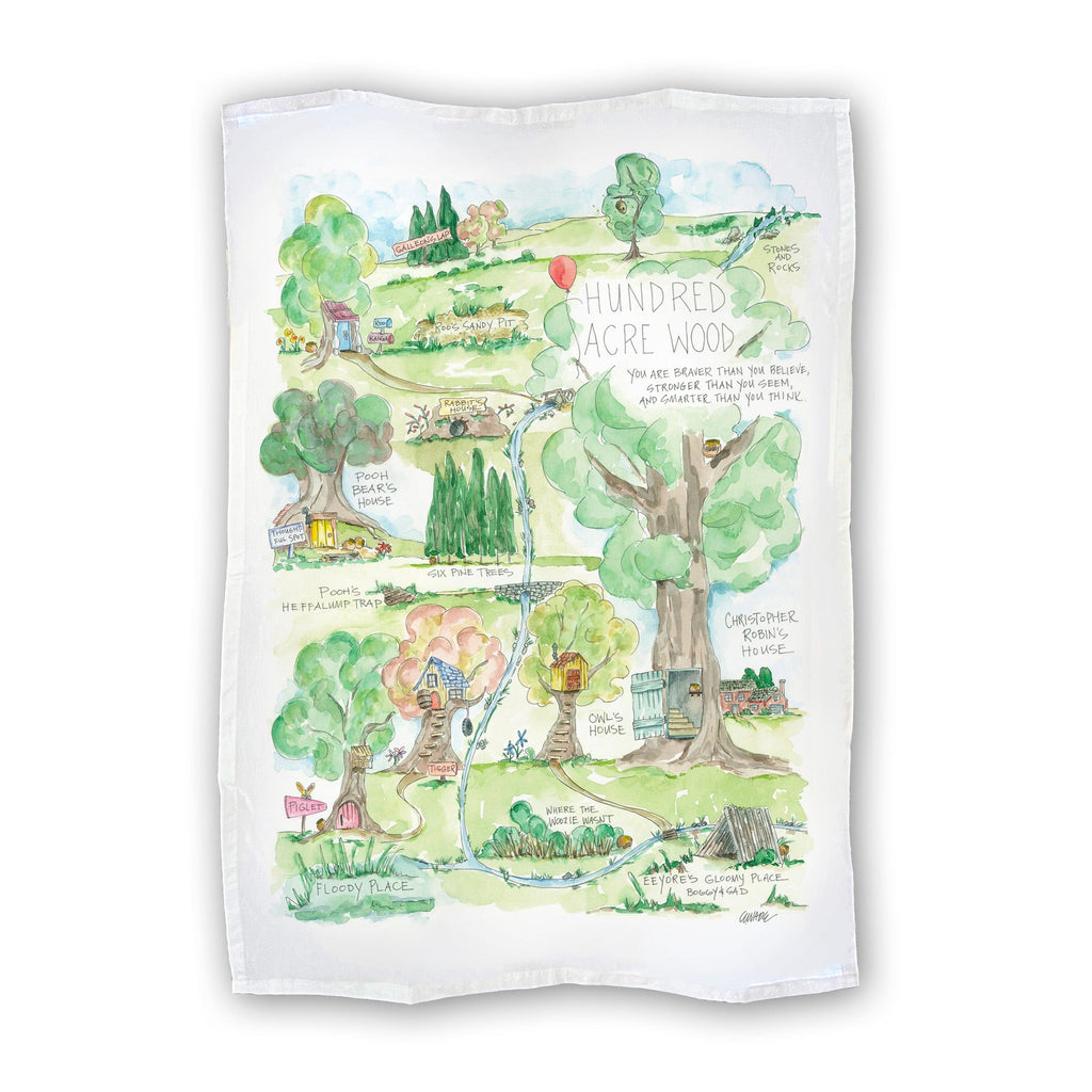 Watercolor Tea Towel Gift Pooh Hundred Acre Wood