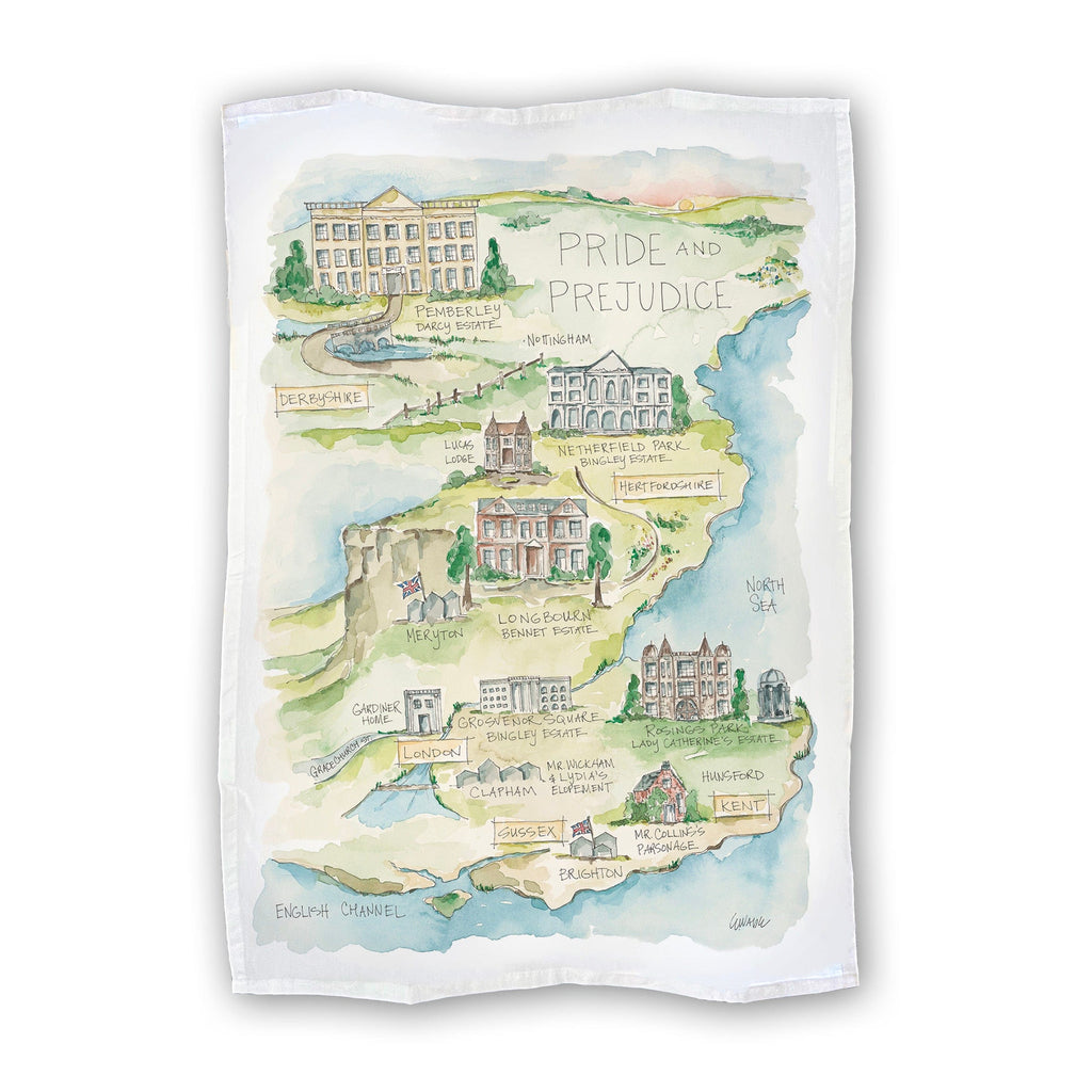 Pride and Prejudice Tea Towel Gift Watercolor 