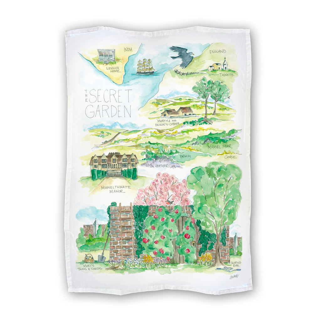 Secret Garden Tea Towel Watercolor Gift