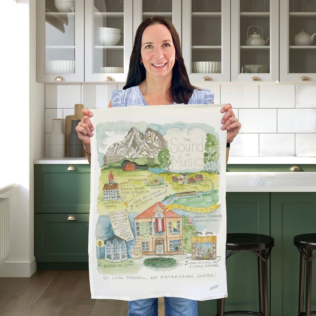 Tea Towel Watercolor Art Gift Sound of Music