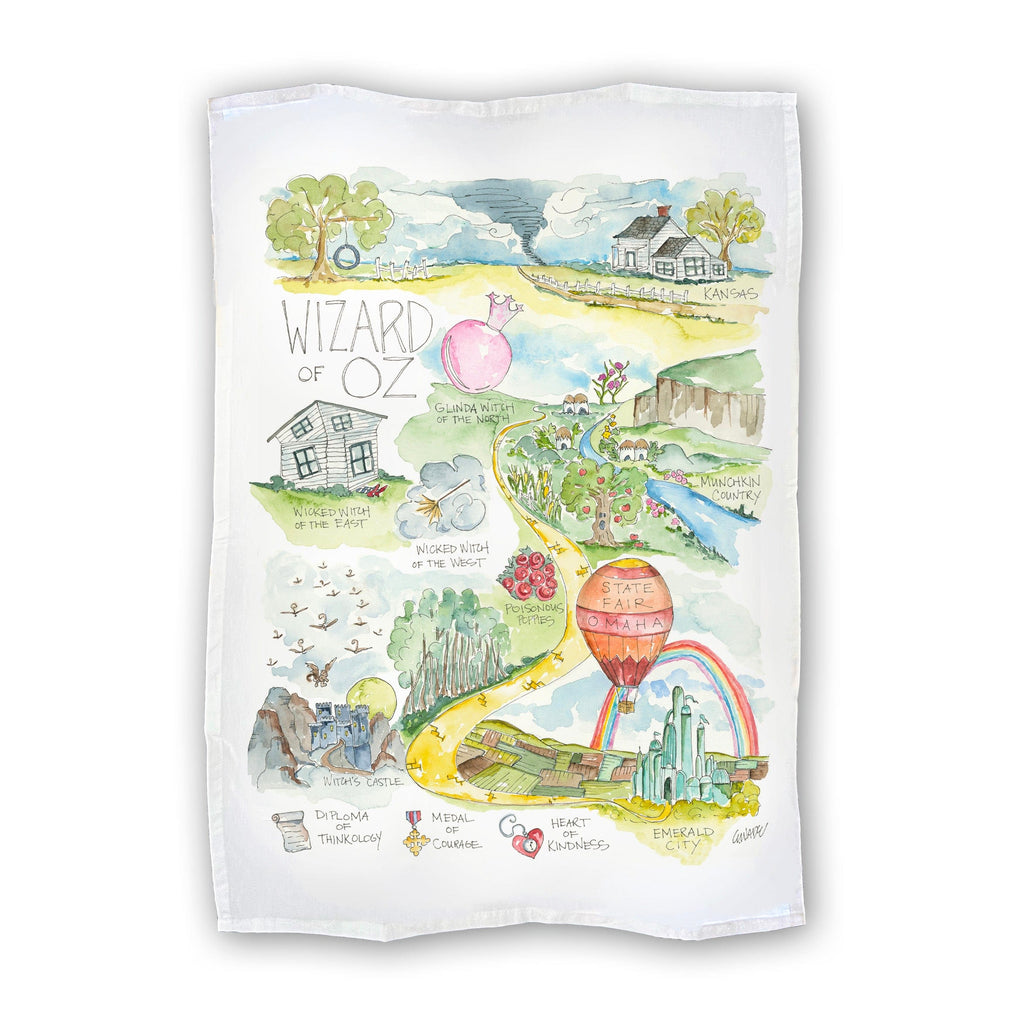 Wizard of Oz Tea Towel Watercolor Art Gift